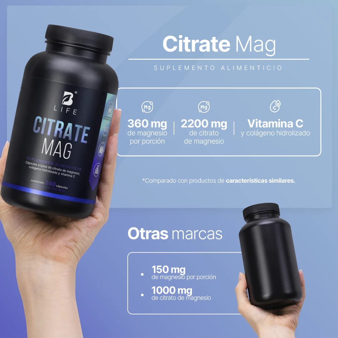 Citrate Mag | Citrato de Magnesio | Nueva Fórmula Potenciada 240 Caps | 800 mg